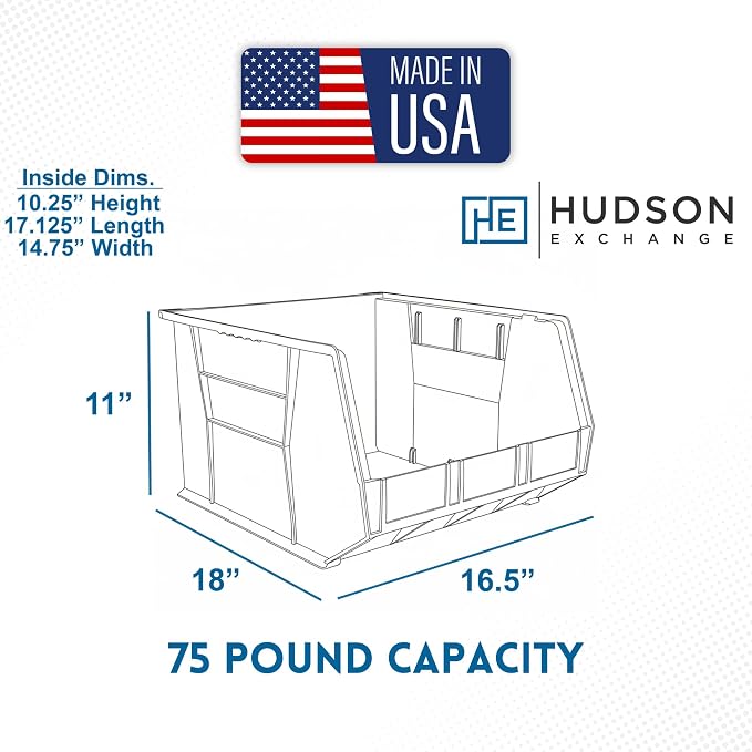 HE HUDSON EXCHANGE 18" x 16.5" x 11" Plastic Stackable Storage Bin - Image 3