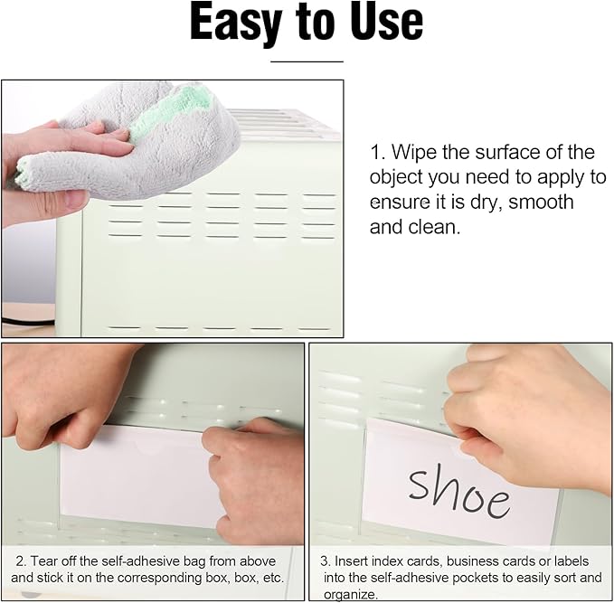 52 Pack Self-Adhesive Index Card Pockets, Top Load, 3 x 5 Inch | Clear PVC - Image 3