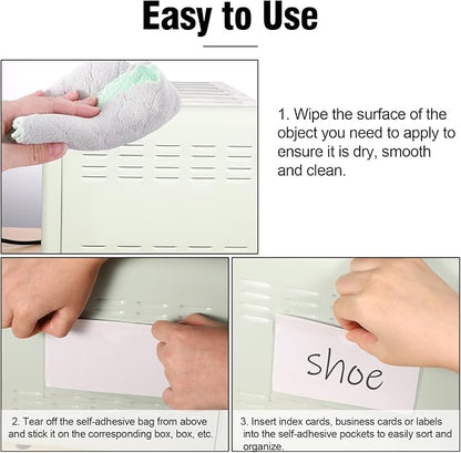 52 Pack Self-Adhesive Index Card Pockets, Top Load, 3 x 5 Inch | Clear PVC - Image 3