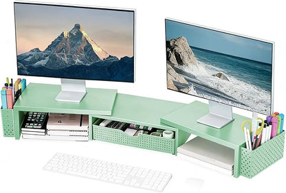 Spacrea Metal Desk Organizers and Accessories, Dual Monitor Stand Riser by Spacrea
