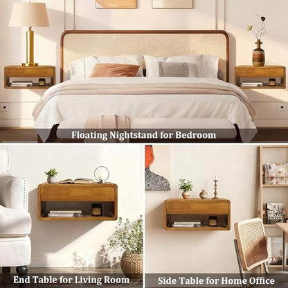 Floating Nightstand Wall Mounted Bedside Shelf Handmade Bedroom Furniture - Image 7