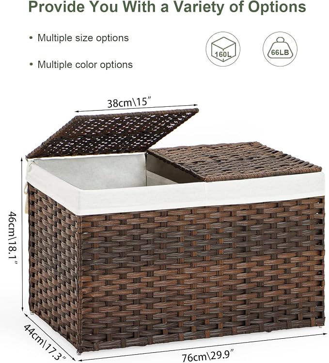 SETVSON Storage Basket with Lid Wicker Baskets - Image 4