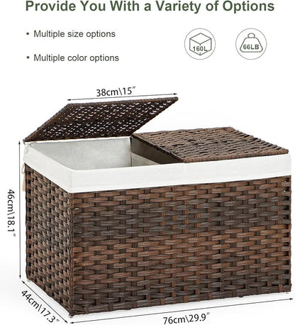 SETVSON Storage Basket with Lid Wicker Baskets - Image 4