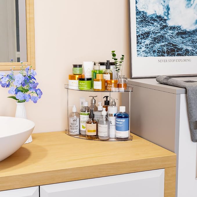 Yieach 2 Tier Corner Bathroom Counter Organizer, Acrylic Bathroom Counter Shelf - Image 4