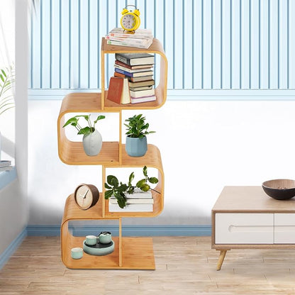4-Tier S-Shaped Bookcase, Office Bookshelf - Image 2