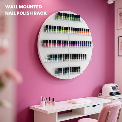 Wall Mount Nail Polish Organizer, 2 Packs Wood Nail Polish Rack w/Acrylic - Image 2
