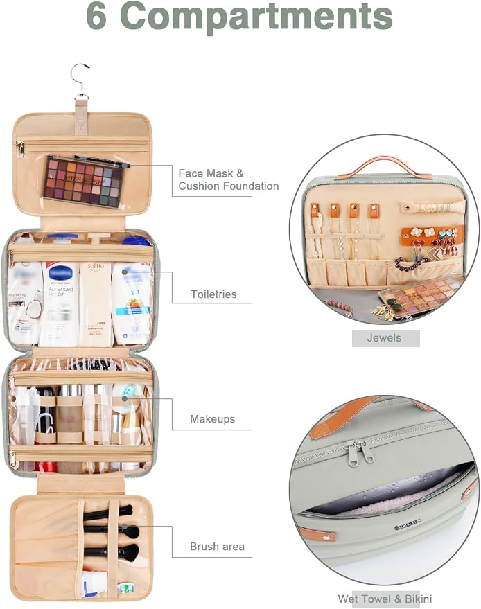 Women's Hanging Toiletry Bag, Waterproof Travel Cosmetic Organizer - Image 3