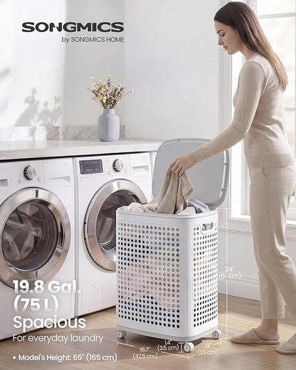 SONGMICS Laundry Hamper with Wheels, Plastic Laundry Basket, 19.8 Gallons - Image 2