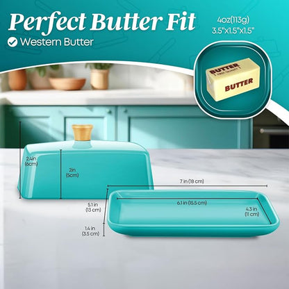 Flexzion Ceramic Blue European Butter Dish - Image 8