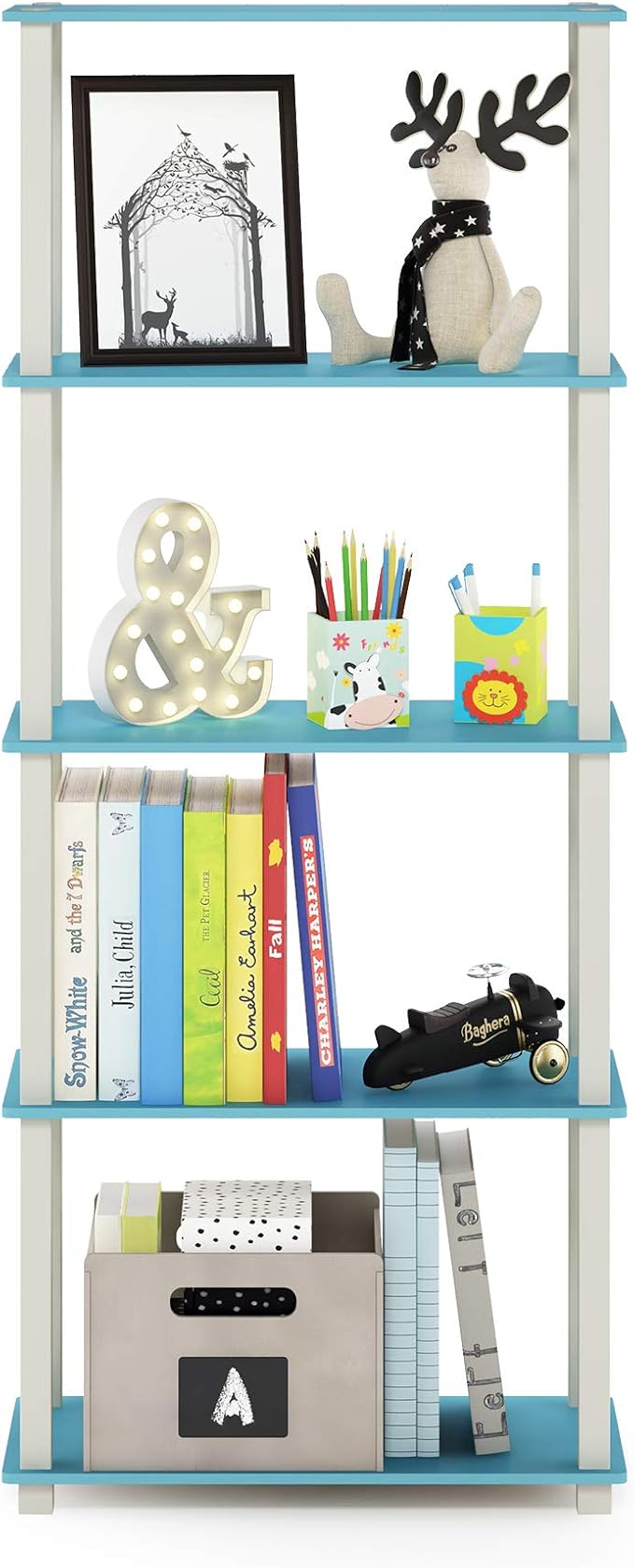 Furinno TURN-S-TUBE Book Shelf, 5-Tier Toolless Storage Shelves - Image 4