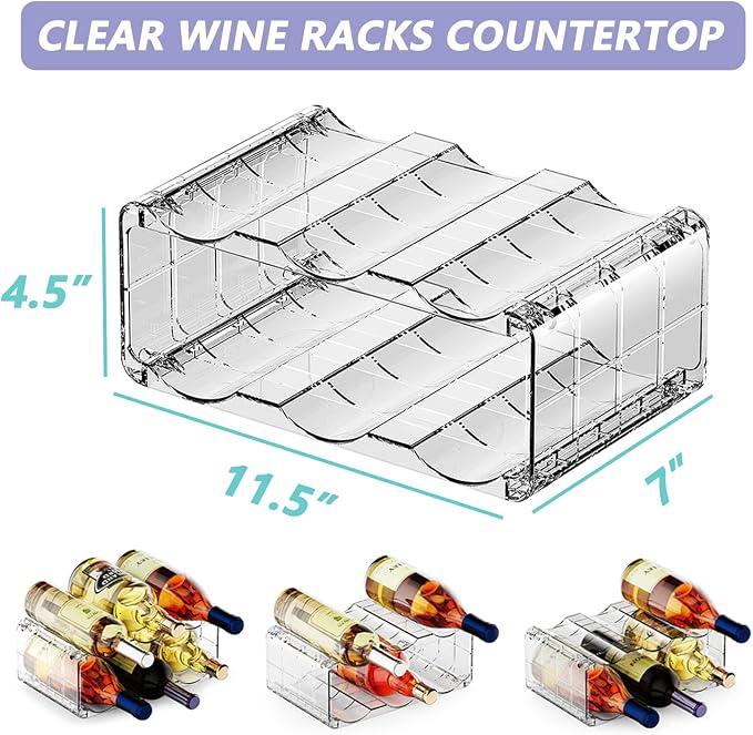 BOPai Clear Wine Racks for Refrigerator, Water Bottle Organizer, 6 Bottles - Image 2