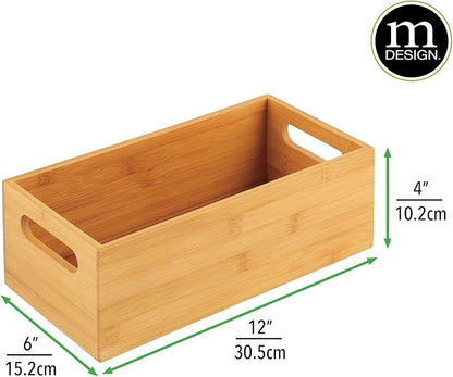 mDesign Bamboo Storage Bin Container, Drawer Organizer Crate Boxes - Image 3