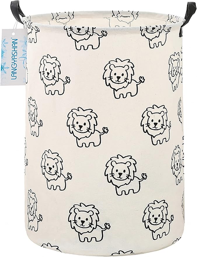 LANGYASHAN Laundry Basket Canvas Fabric Collapsible Organizer Basket by LANGYASHAN