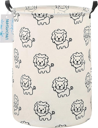 LANGYASHAN Laundry Basket Canvas Fabric Collapsible Organizer Basket by LANGYASHAN