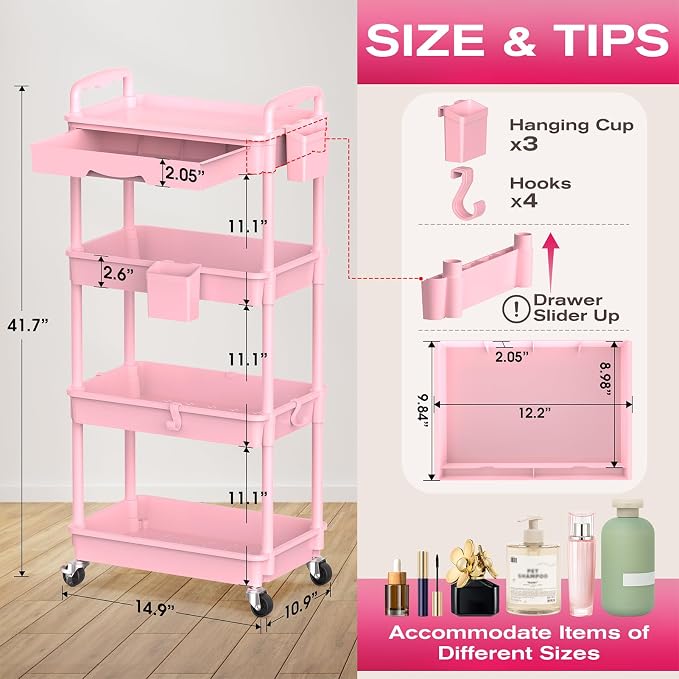 Goovilla Rolling Makeup Organizer Cart - Image 2