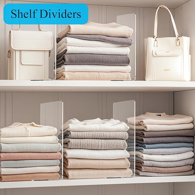 Shelf Dividers for Closet Organization: 10" Tall x 12" Deep Acrylic Closet - Image 4