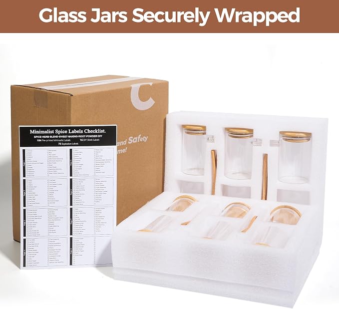 ComSaf 12 Pcs Glass Spice Jars and Spoons, 8oz Glass Containers - Image 9