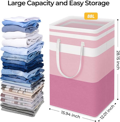 HomeHacks 2 Pack Large Laundry Baskets, Waterproof, Freestanding Laundry Hampers - Image 4