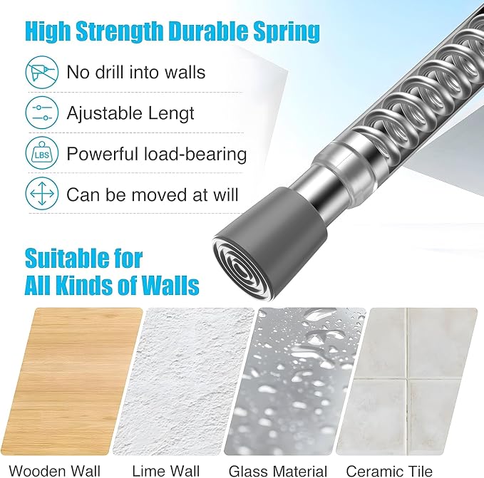 AIZESI 2pcs Sliver Small Tension Rods 12 to 20 Inch Adjustable Tension Curtain - Image 2
