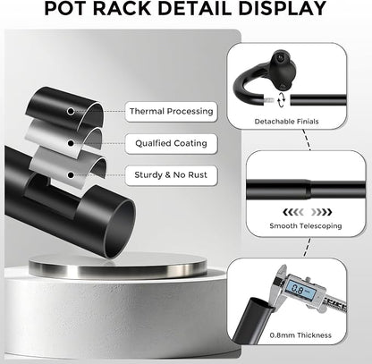 2Pack Hanging Pot Pan Rack, Heavy Duty 5/8'' Diameter Adjustable Kitchen - Image 5