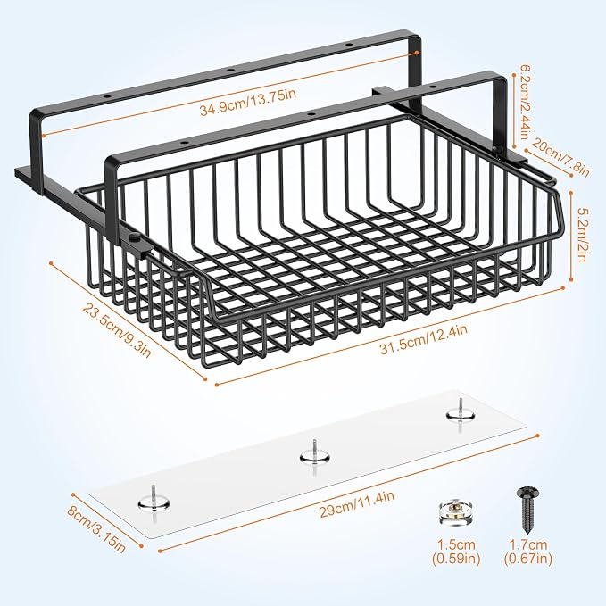 Under Desk Drawer, Slide Out Design, No Drill Metal Under Desk Cable Management - Image 4
