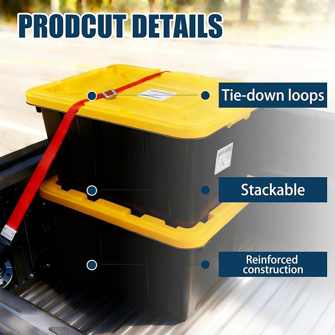 4-Pack Industrial Tote, Plastic Storage Container Bins - Image 2