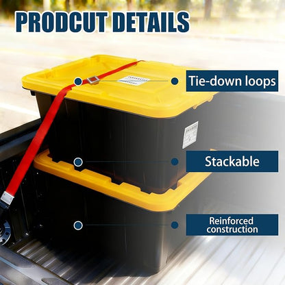 4-Pack Industrial Tote, Plastic Storage Container Bins - Image 2