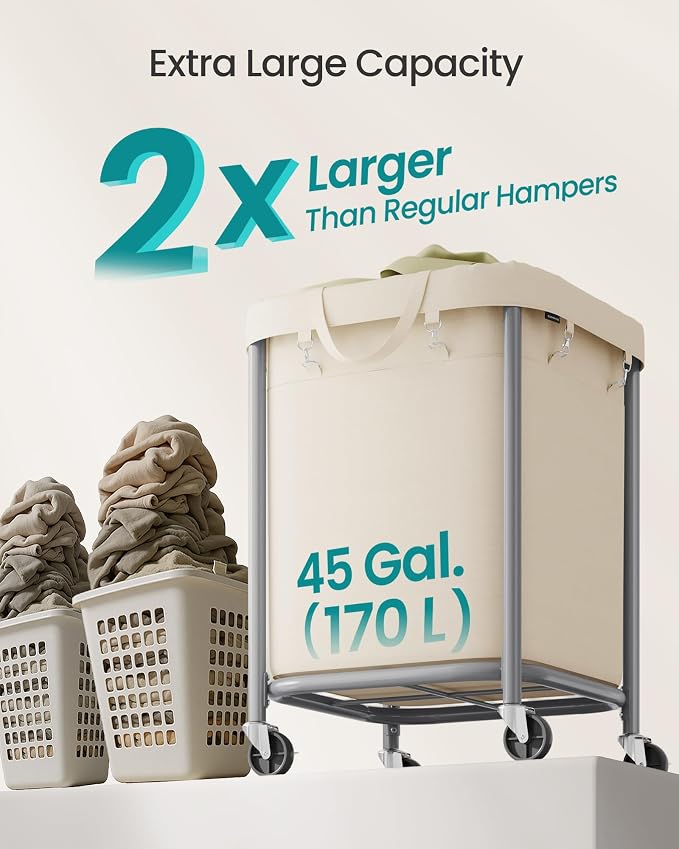 SONGMICS Laundry Basket, Rolling Steel Frame - Image 3