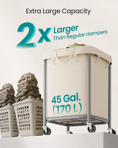 SONGMICS Laundry Basket, Rolling Steel Frame - Image 3