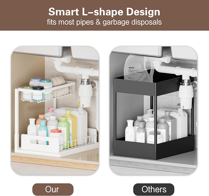 VUSIGN 2 Tier Under Sink Organizer and Storage, Slide Out Pull Out Cabinet - Image 3