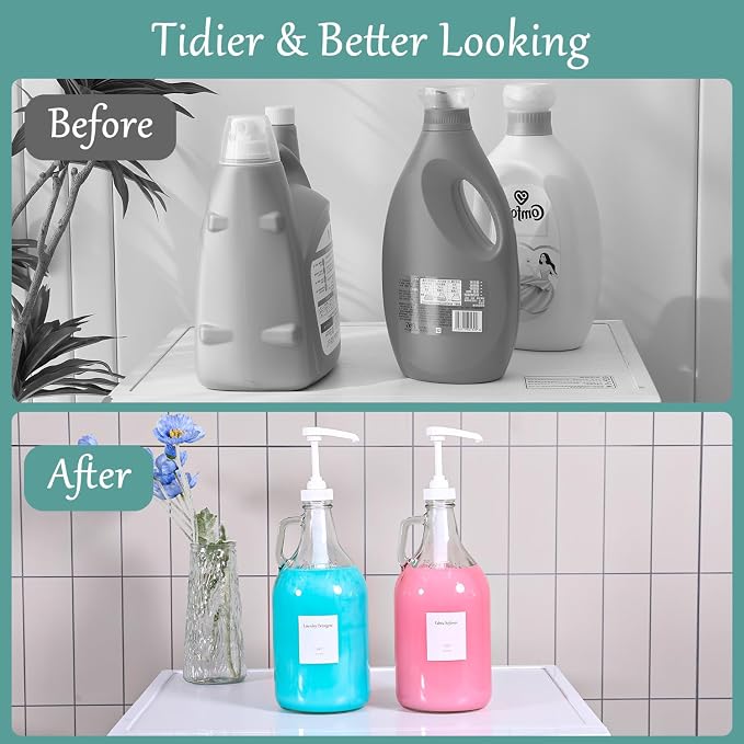64 OZ Laundry Detergent Dispenser BY VEGEVIGI, Glass Liquid Laundry Soap - Image 5