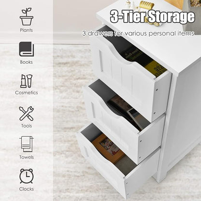 Tangkula Floor Cabinet with 3 Drawers Wooden Storage Cabinet - Image 8