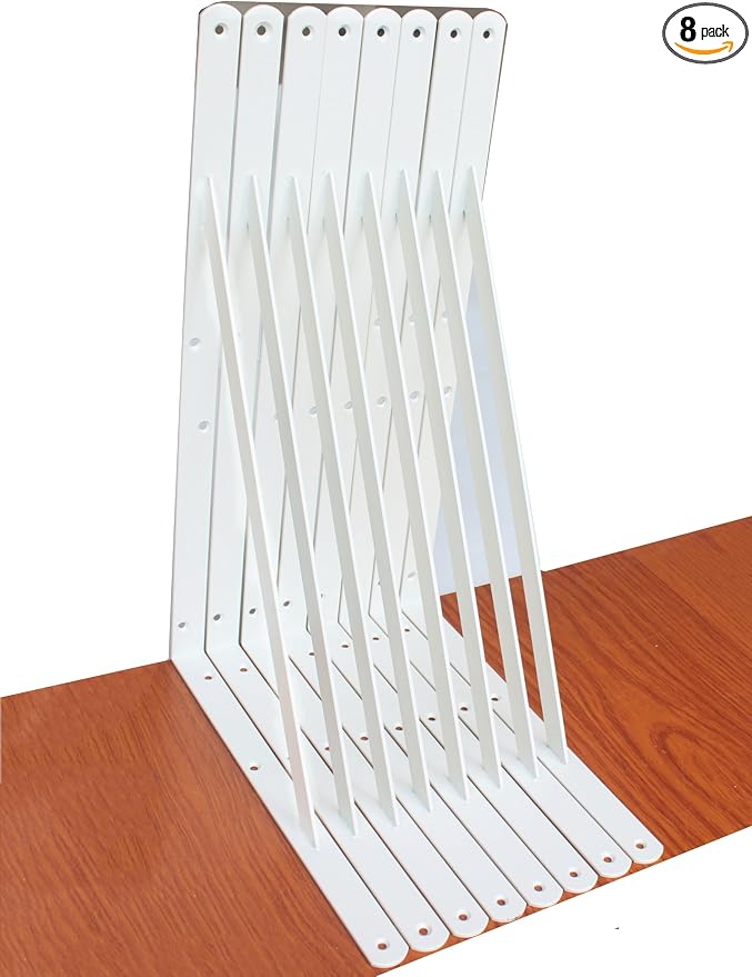 8 Pack L20 x H 12" White Heavy Duty Shelf Brackets by MHMYDZ