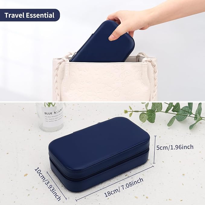 DesignSter Travel Jewelry Box, PU Leather Portable Jewelry Case, Small Jewelry - Image 6
