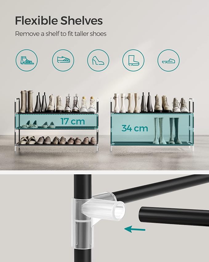 SONGMICS 3-Tier Shoe Rack, Shoe Storage - Image 9