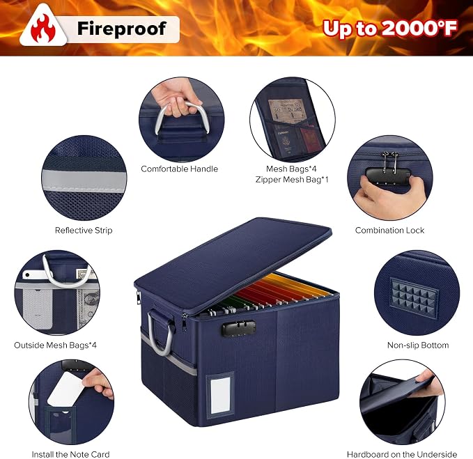 TOMKID Fireproof Document Box, Fire Proof Safe Box - Image 4