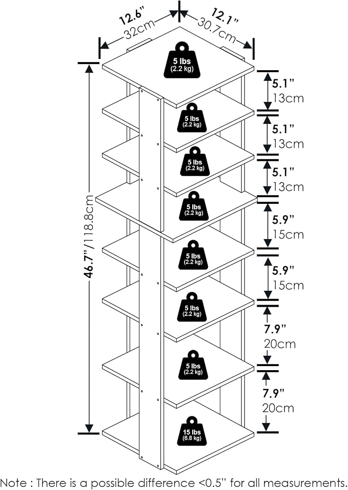 Furinno Compact Vertical Shoe Rack, 8-Tier Narrow Shoe Organizer, Free Standing - Image 3