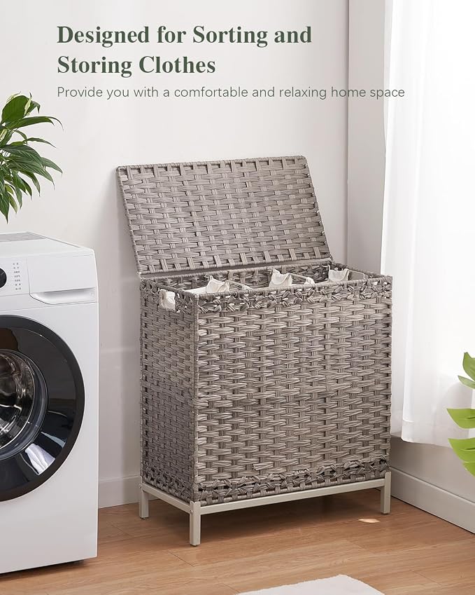 SETVSON Laundry Hamper with Lid 132 L, Clothes Hamper with Lid, Handwoven - Image 6