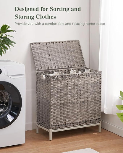 SETVSON Laundry Hamper with Lid 132 L, Clothes Hamper with Lid, Handwoven - Image 6