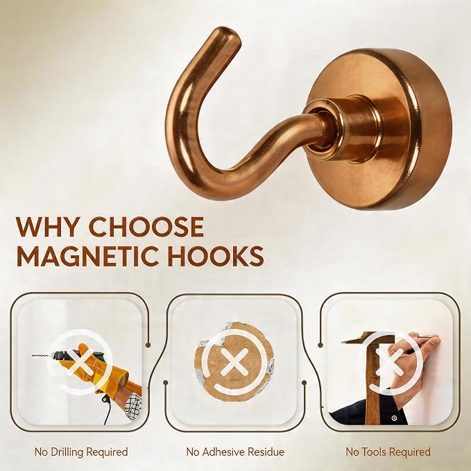 Neosmuk Magnetic Hooks, Heavy Duty 30lb+ Strong Magnet Hook - Image 4