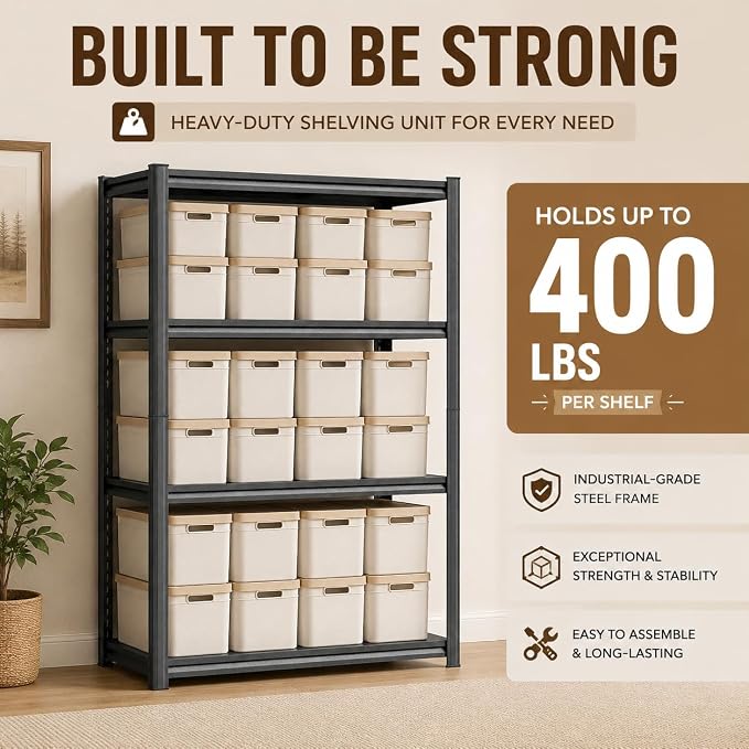 Heavy Duty Metal Bookshelf Adjustable Storage Shelving Unit - Image 7