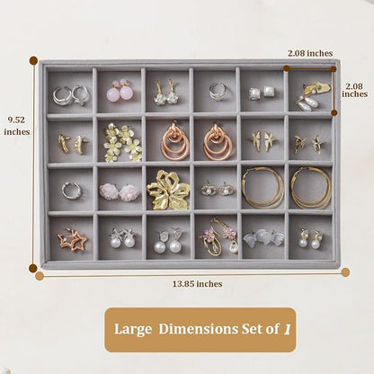 Large Jewelry Organizer for Drawer Insert Velvet Stackable Jewelry Trays for - Image 3
