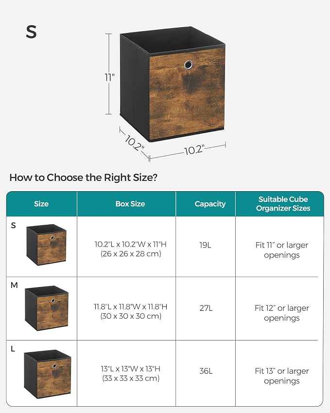 SONGMICS Storage Cubes, Foldable Fabric Storage Bins, 10.2x10.2x11 Inches - Image 4