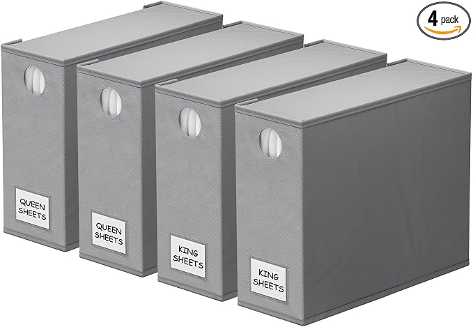 SpaceAid 4 Pack Bed Sheet Organizers and Storage, Foldable Organizer by SpaceAid