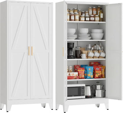 71"H Kitchen Pantry Storage Cabinet, Farmhouse Pantry Cabinet, Tree Doors by FIRMET