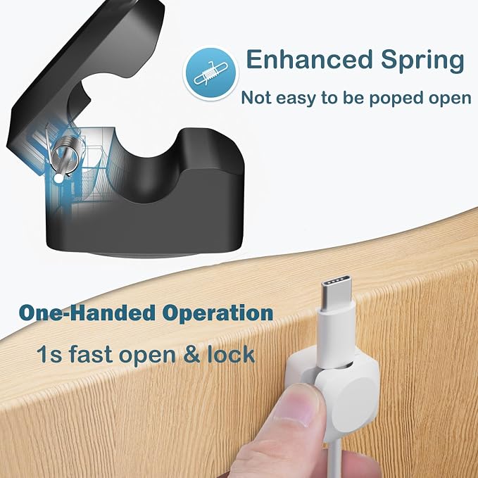 8 Pack Cord Organizer Holder, Rotatable Cable Clips, Spring Cord Holder - Image 3