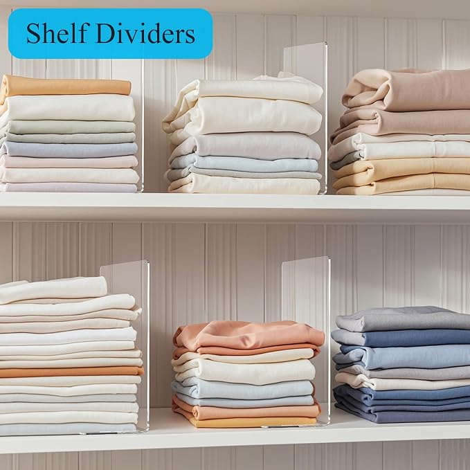 Acrylic Shelf Dividers for Closet Organization: 10" Tall x 12" Deep Closet - Image 3