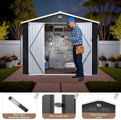 10x8 FT Outdoor Storage Shed, Metal Garden Shed, Storage Tool Sheds - Image 2