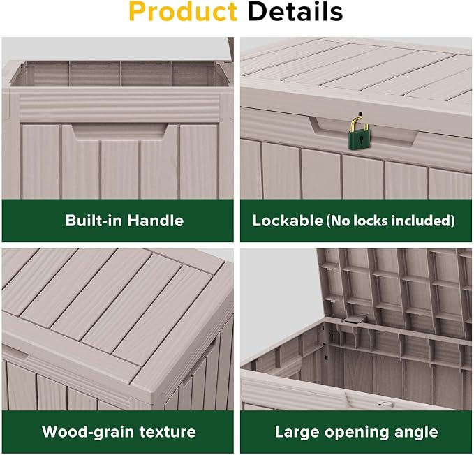 EasyUp 50 Gallon Outdoor Storage Box Waterproof, UV Resistant Deck Box Outdoor - Image 7