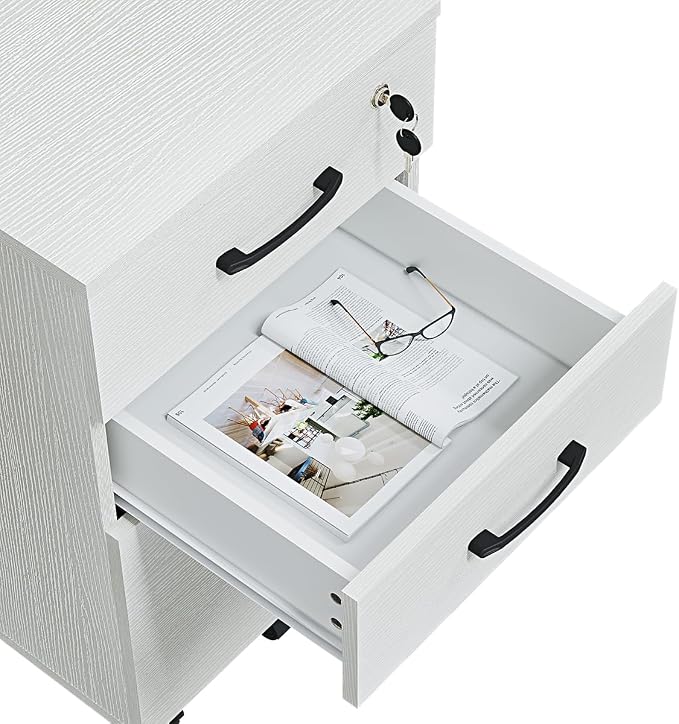 Panana 3 Drawer Wood Mobile File Cabinet, Under Desk Storage Drawers Small File - Image 9
